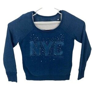 American Eagle Blue NYC Crop  Long Sleeve Sweatshirt  Size Medium
